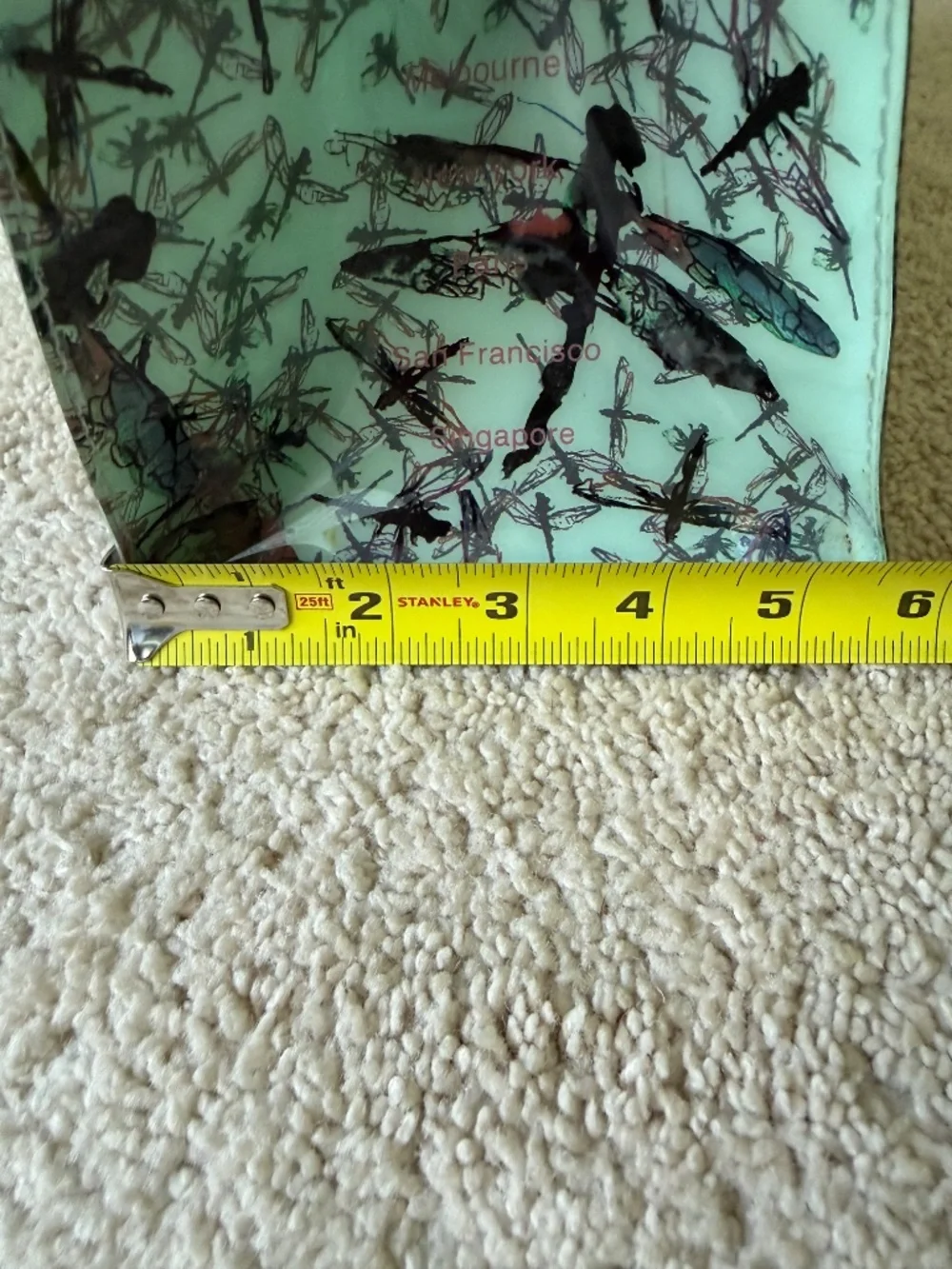 Ted Baker Light Teal Dragonfly Tote Bag Lightweight Plastic Finish *Flawed*